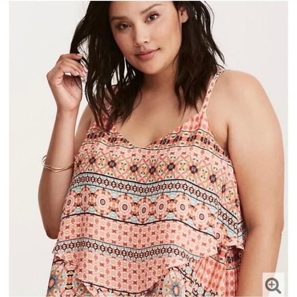 Torrid Mosaic Print Tier Crisscross Cami - Picture 2 of 8
